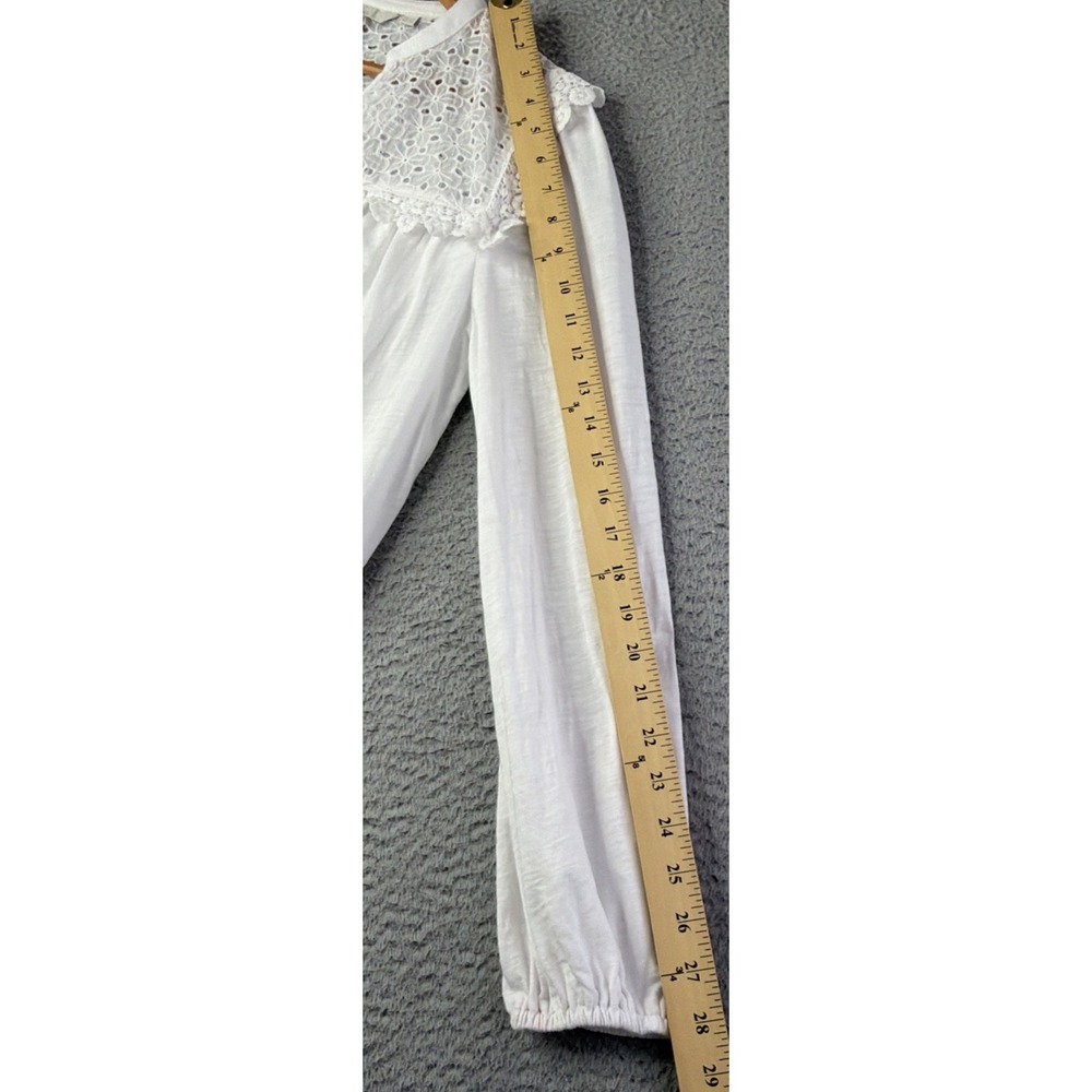 Boden Blouse Womens Size 10 White Eyelet V-Neck Long Sleeve Cotton Blend Boden - Picture 4 of 9